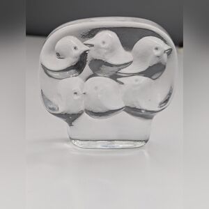Thick Transparent Glass 6 Birds Art/Accent Piece/Decor/Paperweight